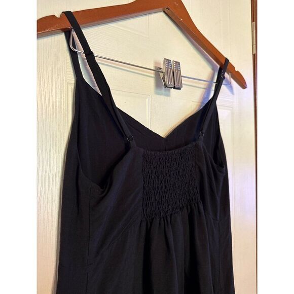 Boden Black Sleeveless Linen / Viscose Blend Smocked Detail Maxi Dress Size 6 - Picture 4 of 16